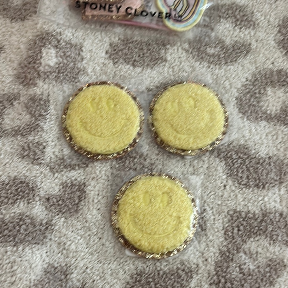 Stoney Clover Lane set of 3 smiley face glitter patches